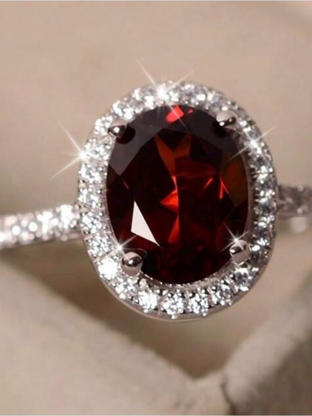 Burgundy Gemstone Women's Ring 7